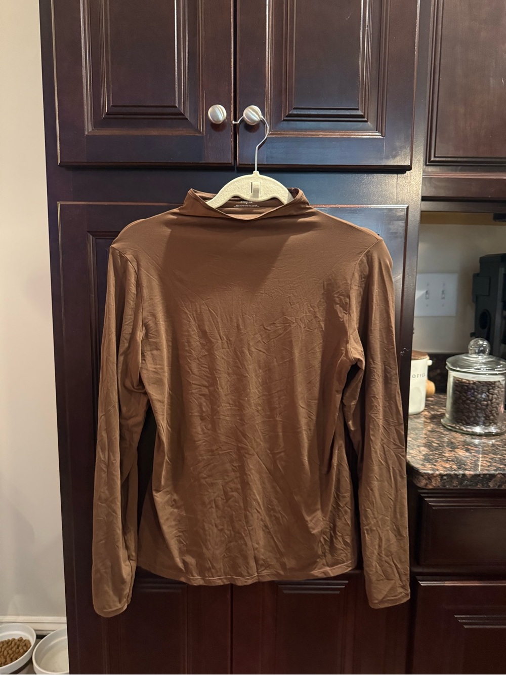 SKIMS Chocolate Brown Long Sleeve Mock Neck Top